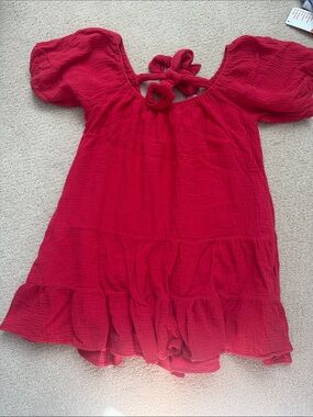In February tiered mini red dress
